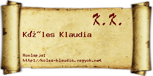 Köles Klaudia névjegykártya